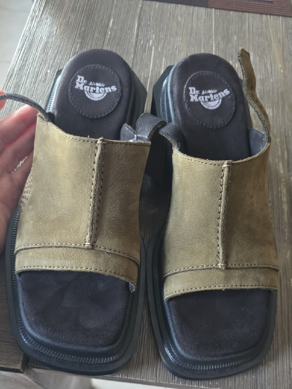 Dr. Martens MABOLE Olive Suede Open-Toe MULES